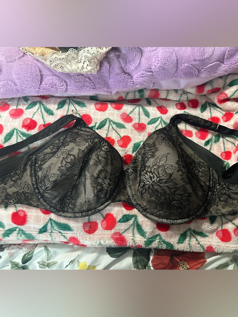 Bali Black Floral Lace Underwire Bra